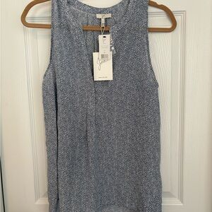 Joie Navy Patterned Sleeveless Blouse